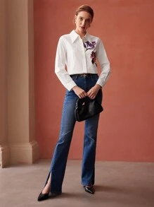 MOTF PREMIUM FLORAL PRINT BUTTON-UP SHIRT