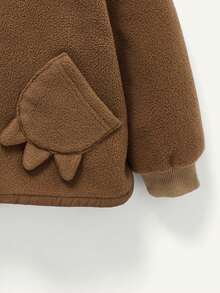 Cozy Pixies Baby Girl 1pc 3D Ear Design Hooded Teddy Lined Coat - Brown - View 3