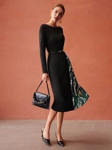 MOTF PREMIUM 拉鍊百褶中長裙（不含腰帶）