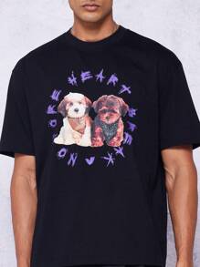 SUMWON Tee With Puppy Graphic Print For Daily Wear - Black - View 6