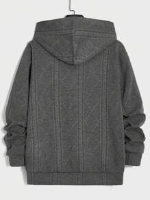 GENTILAND 男士純色拉鍊連帽運動衫和褲子套裝 - 黑色 - 查看 8