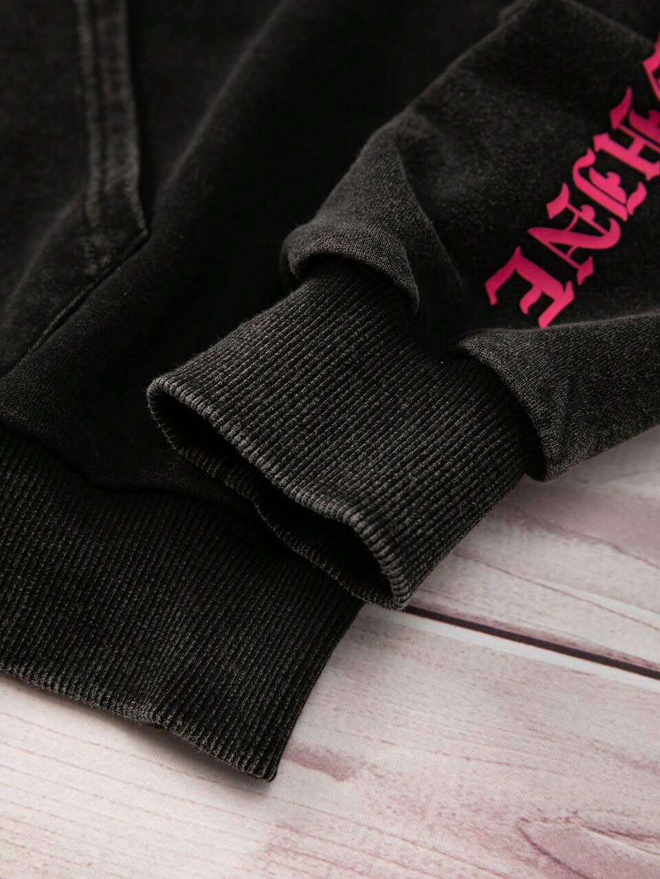 Teen Girls Letter Graphic Drop Shoulder Zip Up Sweatshirt