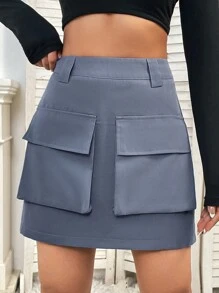 SHEIN Unity 翻蓋口袋工裝裙