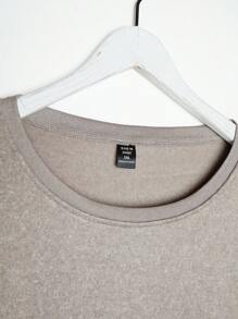 Calvaya Plus Solid Drop Shoulder Sweatshirt - Mocha Brown - View 4