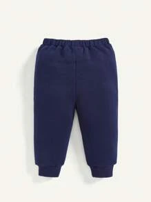 Cozy Pixies 男嬰字母圖案衛衣和衛褲 - 藍色 - 查看 5