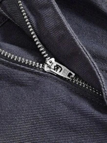 SHEIN EZwear Plus Flap Pocket Denim Skirt - Grey - View 3