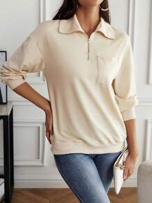 SHEIN LUNE Half Zip Drop Shoulder Sweatshirt