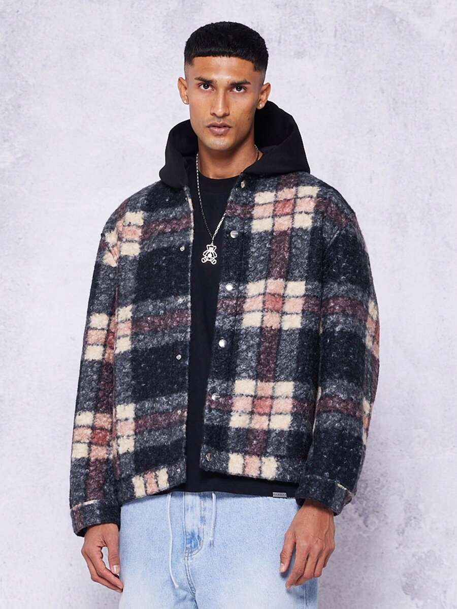 SUMWON Checked Overshirt With Hood - Multicolor - View 1