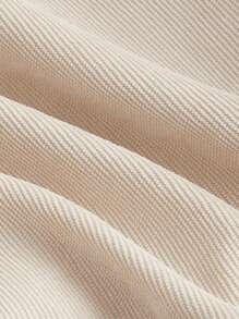 SHEIN MOD Contrast Teddy Panel Zip Up Jacket - Apricot - View 4