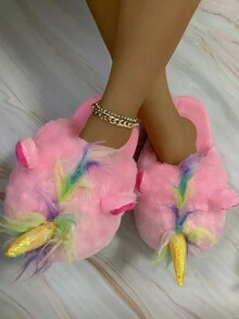 Pink Fluffy Slippers - Multicolor - View 3