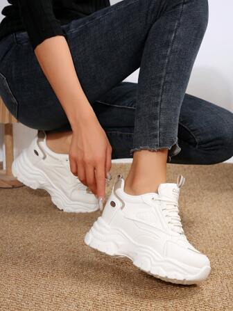Fashionable Versatile Petite Elevator Shoes, Comfortable Casual Platform Sneakers For Women