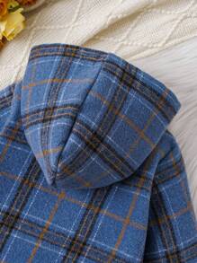 Baby Boy Plaid Print Teddy Panel Hooded Thermal Lined Overcoat - Multicolor - View 13