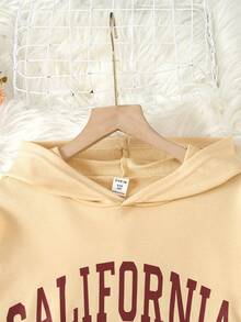 SHEIN Tween Girl Letter Graphic Hoodie & Sweatpants - Multicolor - View 3