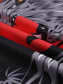 Manfinity LEGND 男士動物印花拼接邊T恤&腰部抽繩短褲 - 黑色 - 查看 3