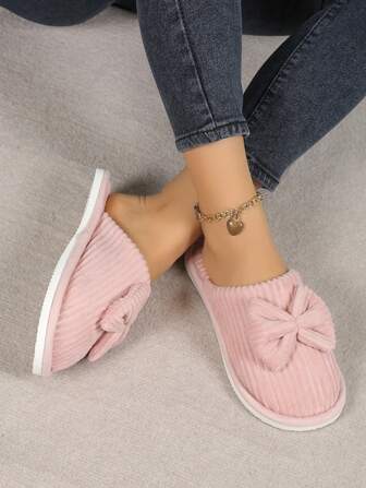 Höst/vinter Damtoffel med rosettdekor, fluffiga tofflor