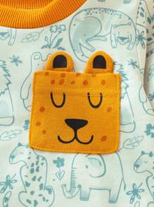 Baby Boy Cartoon Graphic PJ Set & Bib - Multicolor - View 8