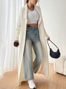 SHEIN EZwear 瀑布领落肩开衫