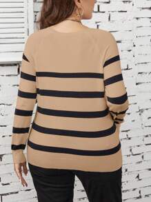 SHEIN LUNE 大碼條紋圖案套頭毛衣