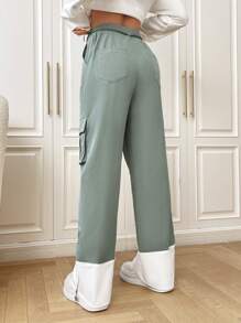 SHEIN EZwear Flap Pocket Side Cargo Pants - Multicolor - View 2