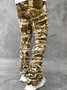 Teen Boy Camo Print Ripped Jeans