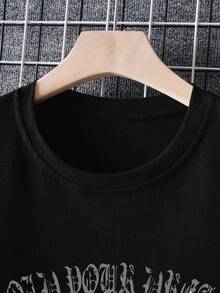 Men Figure & Letter Graphic Tee - Black - View 6