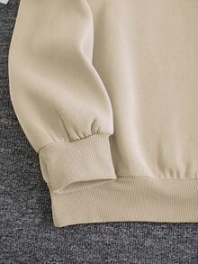 SHEIN EZwear Plus Figure & Slogan Graphic Drop Shoulder Sweatshirt - Apricot - View 6