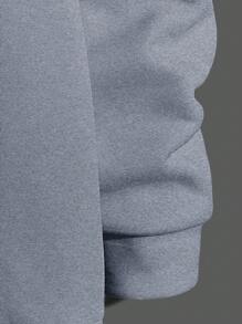 EURMUSE Men Letter Graphic Hoodie - Grey - View 3