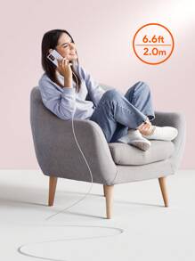 JMMO Type-C 型数据线，硅胶 USB Type-C 转 USB Type-C 充电器数据线，硅胶超柔软电源快速充电 6.6FT/2M 圣诞礼物，秋冬必备品 - 白色 - 查看 5