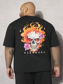 Manfinity RebelGame Men Plus Skull & Floral Print Tee - Black - View 1