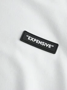 SHEIN 青少年男孩針織長袖T卹，半高領，字母印花和貼片裝飾 - 白色 - 查看 4