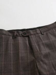 Manfinity Mode Men's Plaid Suit Trousers - Coffee Brown - View 4