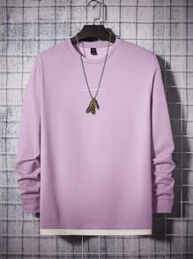 GENTILAND Men Letter Graphic Tee - Purple - View 1