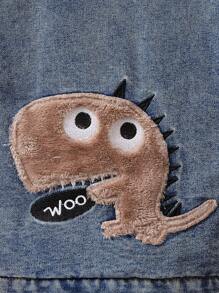 Baby Boy Borg Collar Flap Pockets Denim Vest Jacket & Tee - Blue - View 8