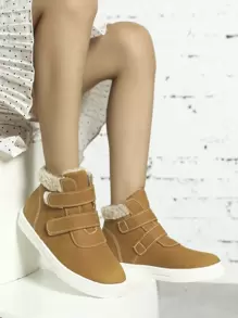 冬天孩子們的時尚黃色的短靴帶