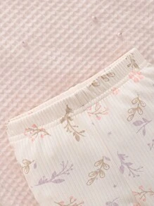 Baby Girl Plants Print Ruffle Trim Tee & Pants - Apricot - View 4