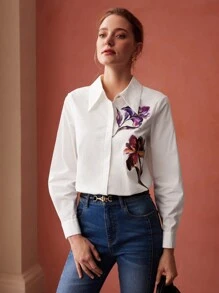 MOTF PREMIUM FLORAL PRINT BUTTON-UP SHIRT