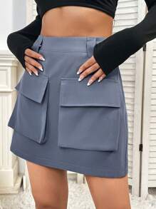 SHEIN Unity 翻蓋口袋工裝裙