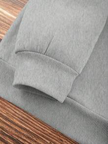 SHEIN EZwear Heart & Letter Graphic Drop Shoulder Sweatshirt - Grey - View 6