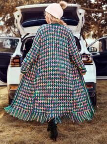 PUNK 大碼落肩袖流蘇下擺開襟開衫 - 彩色 - 查看 2