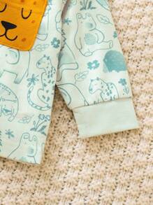 Baby Boy Cartoon Graphic PJ Set & Bib - Multicolor - View 5