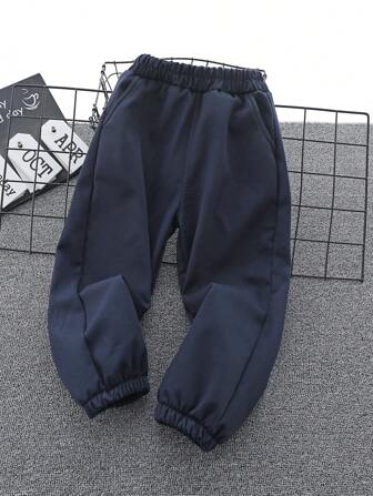 男小童素色斜口袋長褲