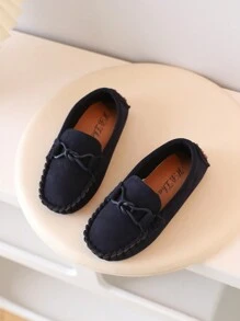 Trẻ em Giải trí Màu thuần Đáy mềm Giày đế bệt Giày dép Dành cho Cô gái , Con trai Nhẹ Giày lười Da Giày dép , Một Chân Búp bê - Màu xanh lam - Xem 4