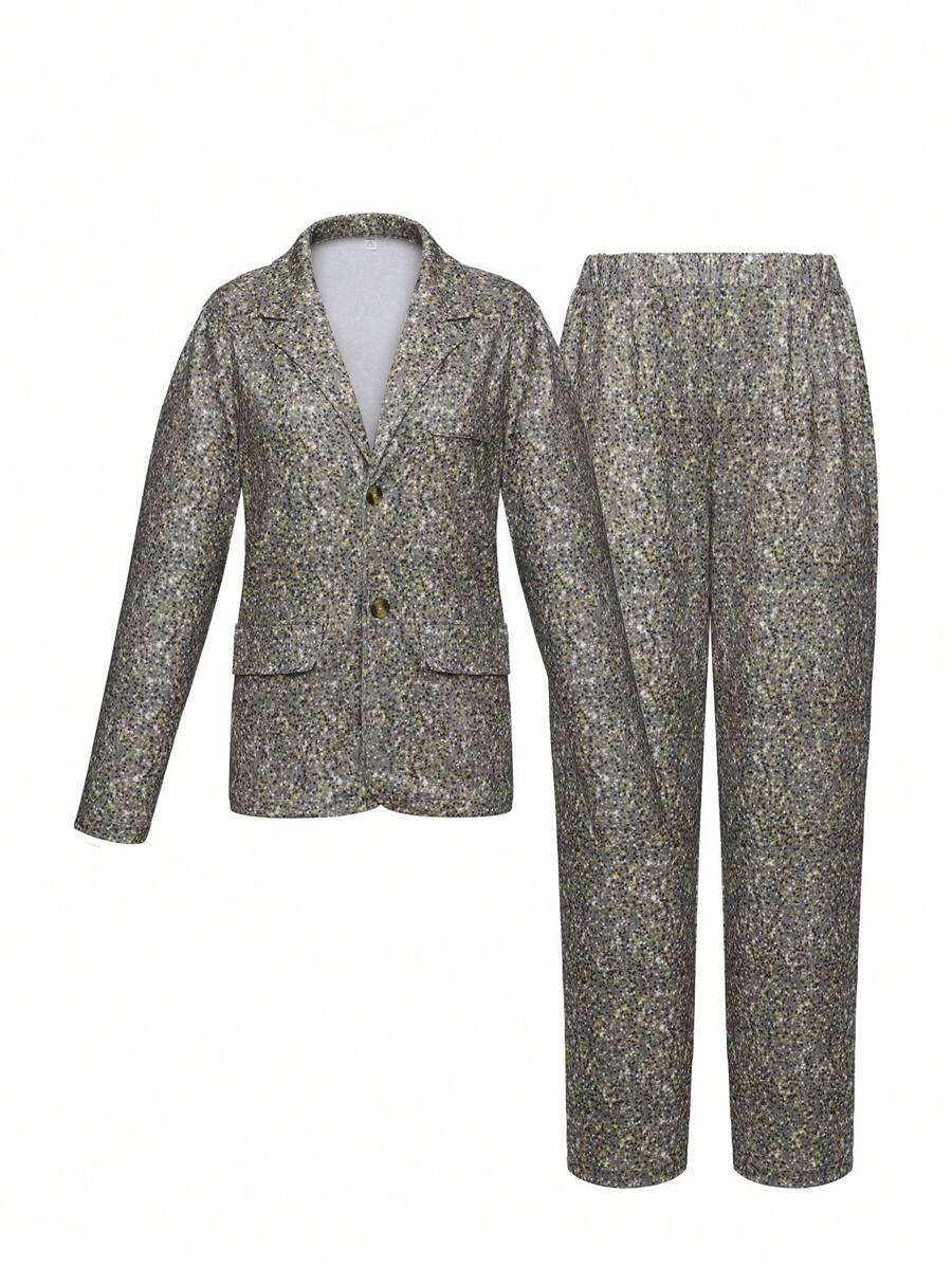 Teen Boy Allover Print Blazer & Pants - Multicolor - View 1