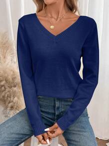 SHEIN Frenchy Jersey con encaje de cuello V - azul real - Ver 4