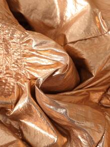 SHEIN Baby Girl Fuzzy Trim Hooded Padded Coat - Khaki - View 4