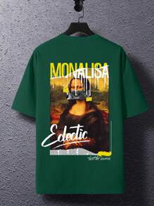 Manfinity EMRG Hombres Camiseta con estampado de slogan y figura - Verde - Ver 3