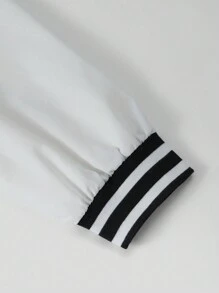 Manfinity VCAY Oversized Men Plus Size Letter Patched Striped Trim Drop Shoulder Two-Tone Varsity Jacket