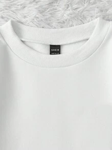 INAWLY Character & Slogan Printed Fleece Pullover Sweatshirt - White - View 3