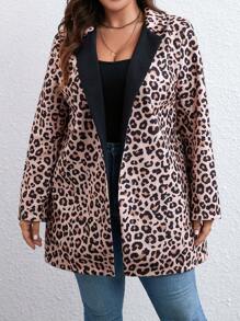 SHEIN Clasi Plus Size Woolen Overcoat With Suit Collar - Multicolor - View 3