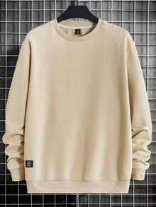 Manfinity RebelGame Áo nỉ trơn vai trễ vai rộng rãi cho nam - Màu be - Xem 2